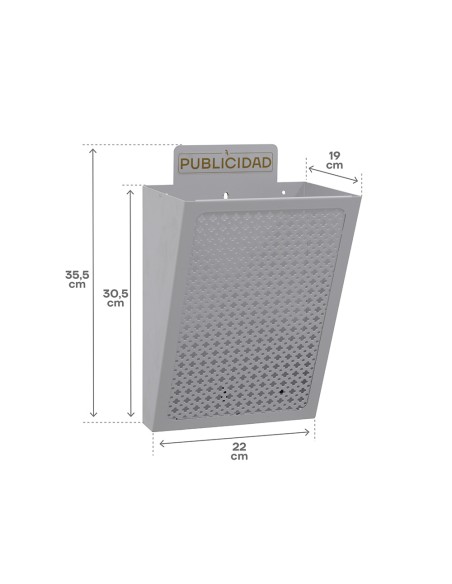 Cesta de publicidad e2302, acero, plata, 22 x 19 x 35,5 cm
