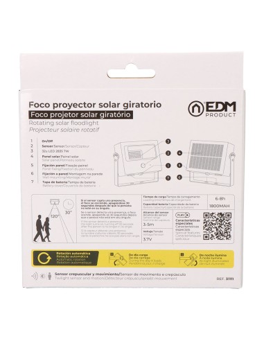 Foco proyector solar auto basculante 7 w 700...