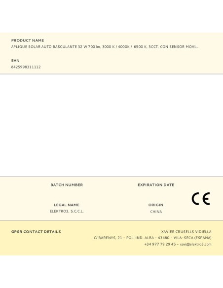 Foco proyector solar auto basculante 7 w 700 lm, 6500 k, con sensor movimiento, negro