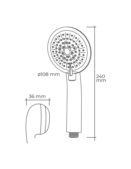 Mango de ducha anticalcareo moderno 3 funciones color cromo ø10,8 x 3,6 x 24 cm