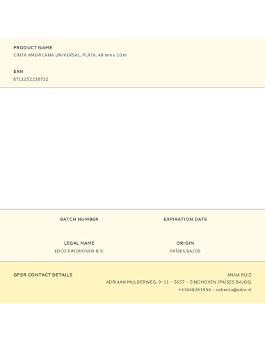 Cinta americana universal, plata, 48 mm x 10 m