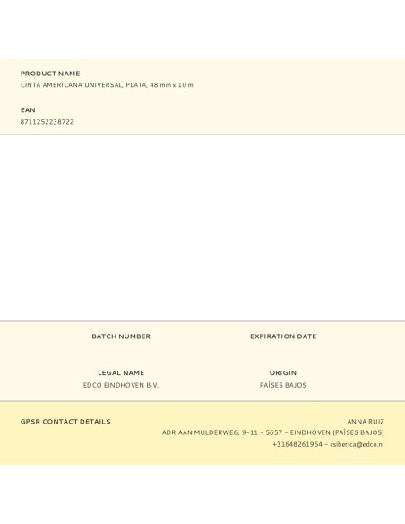 Cinta americana universal, plata, 48 mm x 10 m