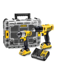 Kit taladro atornillador xr 12 v + atornillador impacto xr 12 v + organizador tstak v, con cargador y 2 baterías li-ion 2 ah