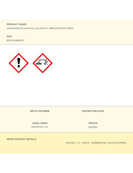 Limpiador de lavavajillas 250 ml + ambientador lima/limón