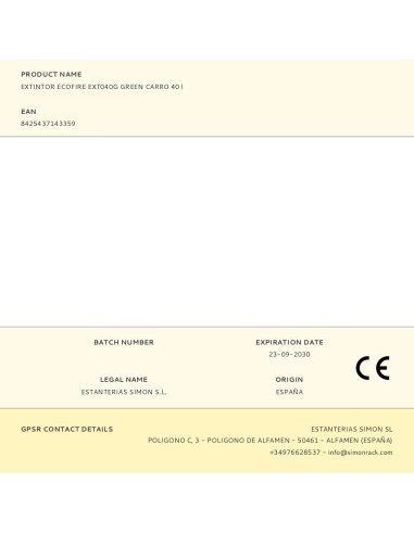 Extintor ecofire ext040g verde carro 40 l