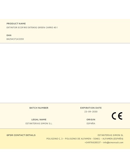 Extintor ecofire ext040g verde carro 40 l