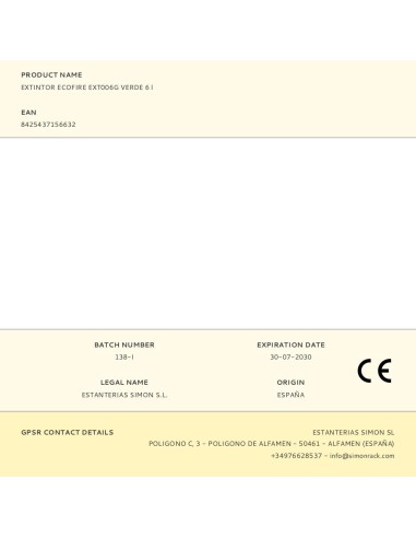 Extintor ecofire ext006g verde 6 l