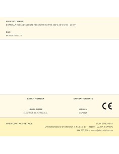 Bombilla incandescente pebetero horno 300°c 25 w 55 lm 240 - 260 v 2