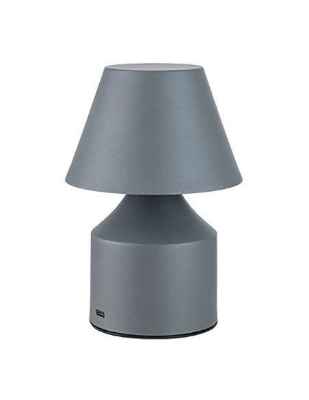 Lámpara metálica led 3cct de mesa recargable 2 w 200 lm, gris, ø110 x 163 mm