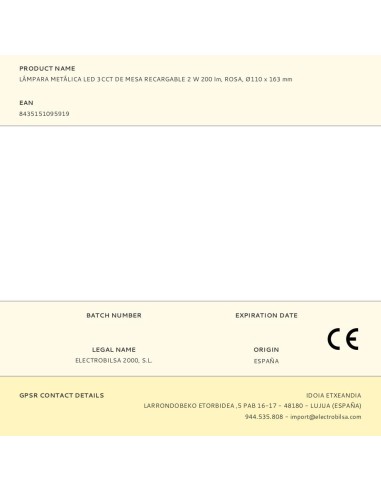 Lámpara metálica led 3cct de mesa recargable 2...