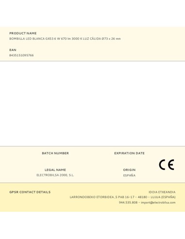 Bombilla led blanca gx53 6 w 670 lm 3000 k luz...