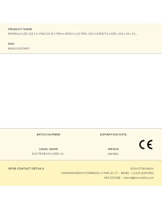 Bombilla led 2g11 4-pins 20 w 1700 lm 6500 k luz fría (eq.110 w),230 v directa a red, 410 x 44 x 23 mm 2