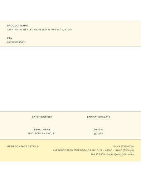 Tapa inicial tira led profesional ip65 230 v, 10 uds