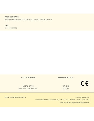 Base aérea bipolar esteatita 16 a 250 v~ 40 x...