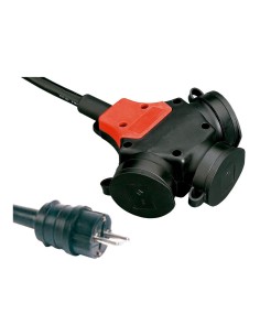 Adaptador multiple schuko goma ip44 2p+t 16 a 250 v~ 10 m de cable 3g2,5 mm² negro