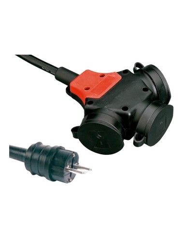 Adaptador multiple schuko goma ip44 2p+t 16 a 250 v~ 10 m de cable 3g2,5 mm² negro