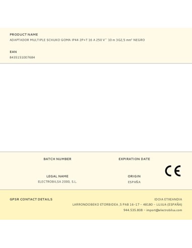 Adaptador multiple schuko goma ip44 2p+t 16 a...