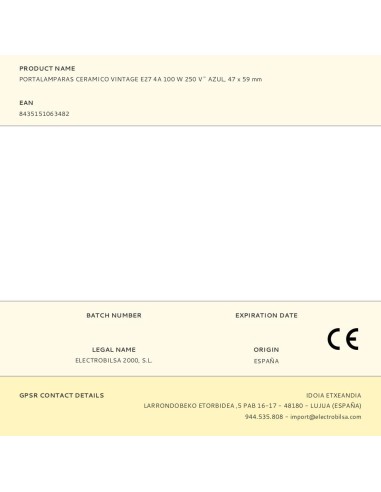 Portalámparas cerámico vintage e27 4 a 100 w...