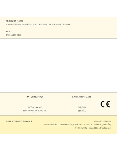 Portalámparas superficie e27 4 a 250 v~ dorado...