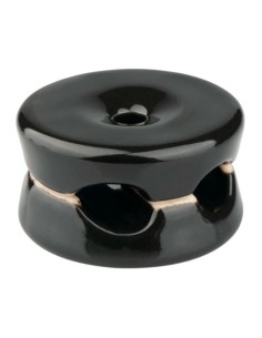 Sujetacables porcelana redondo doble negro, 5 uds ø32 x 18,6 mm