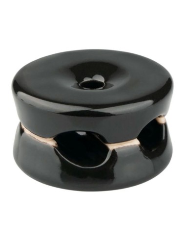 Sujetacables porcelana redondo doble negro, 5 uds ø32 x 18,6 mm