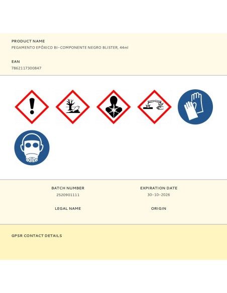 Pegamento epóxico bi-componente negro, 44 ml