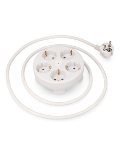 Prolongador redondo con 5 tomas 2p+t schuko, con interruptor, 16 a 250 v, cable h05vv-f 3g1,5mm² de 1,5 m, blanco 2