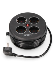 Enrollacables con 4 tomas 2p+t schuko, con protección, 16 a 250 v, cable h05vv-f 3g1,5mm² de 5 m, negro 2