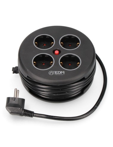 Enrollacables con 4 tomas 2p+t schuko, con...