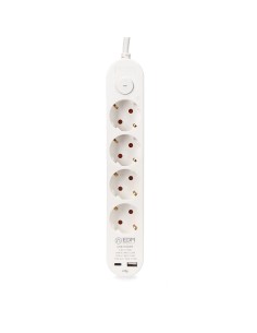 Prolongador con 4 tomas 2 p+t schuko, con interruptor, 2 usb a + c, 16 a 250 v, cable h05vv-f, 3g1,5mm² de 1,5 m, blanco 2