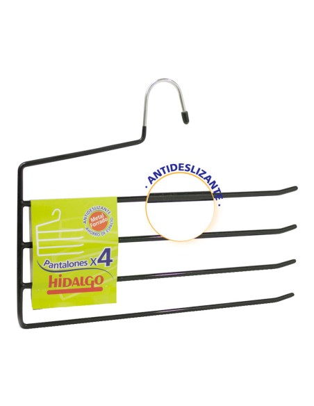 Percha antideslizante para 4 pantalones, color azul