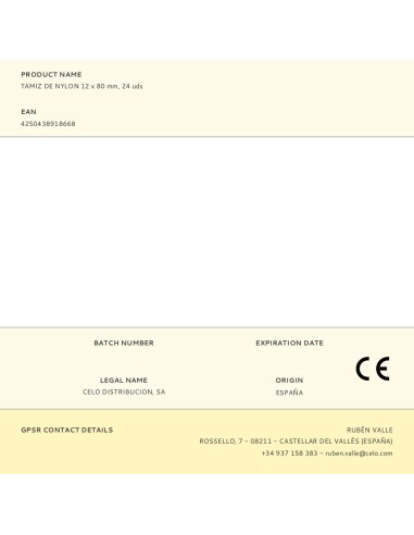 Tamiz de nylon 12 x 80 mm, 24 uds