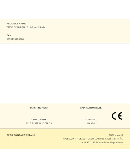 Tamiz de nylon 12 x 80 mm, 24 uds