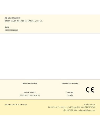 Brida nylon 4,8 x 430 mm natural, 100 uds