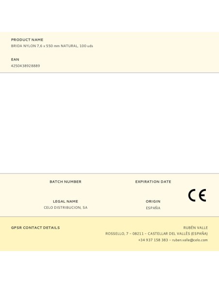 Brida nylon 7,6 x 550 mm natural, 100 uds