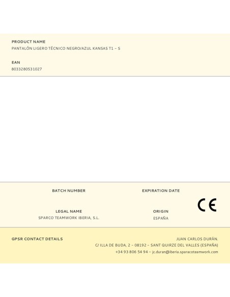 Pantalón ligero técnico negro/azul kansas t1 - s