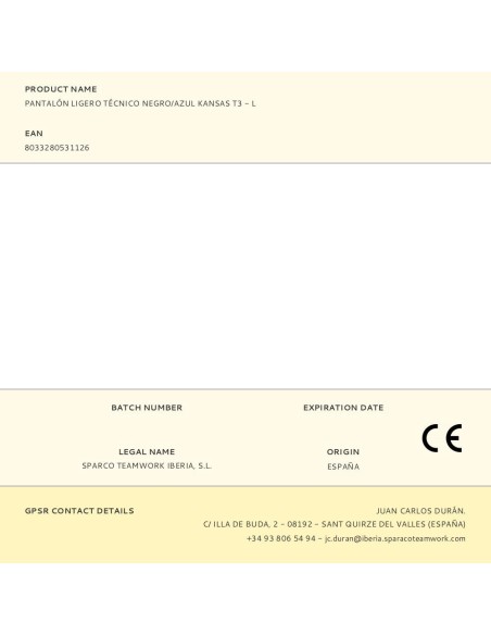 Pantalón ligero técnico negro/azul kansas t3 - l