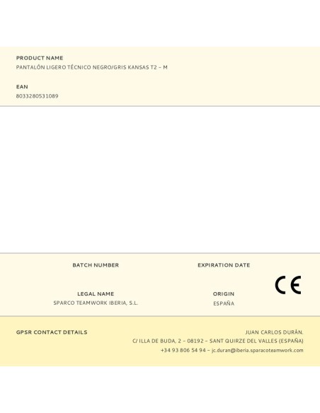 Pantalón ligero técnico negro/gris kansas t2 - m