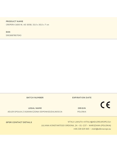 Crepera ad 3058 1600 w