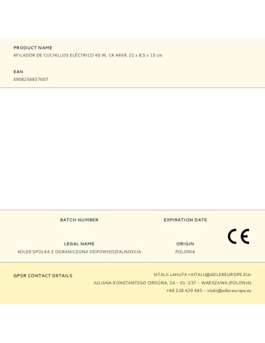 Afilador de cuchillos eléctrico cr 4469 60 w