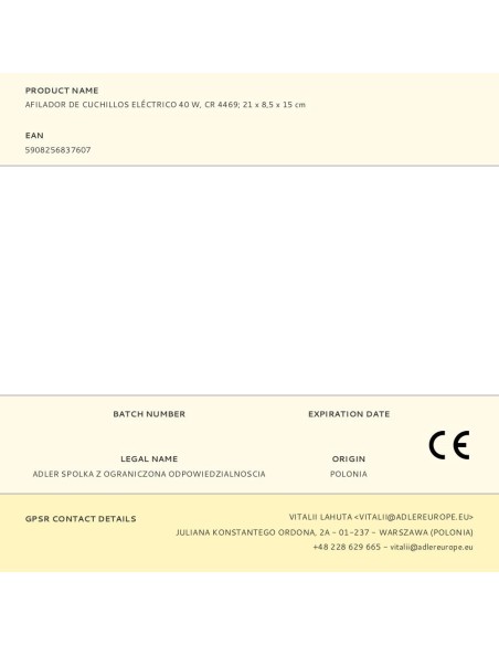 Afilador de cuchillos eléctrico cr 4469 60 w