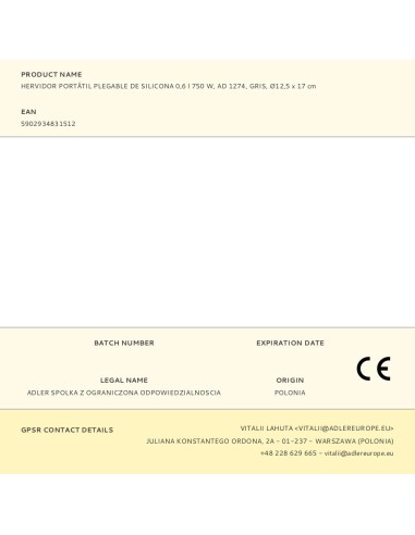 Hervidor portátil plegable de silicona ad 1279,...