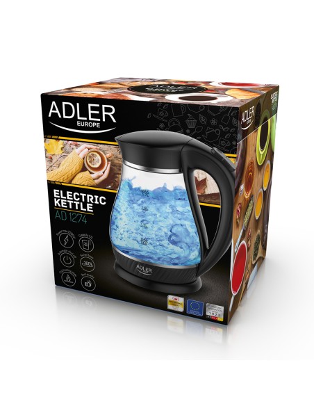 Hervidor de agua de cristal ad 1274 2200 w 1,7 l