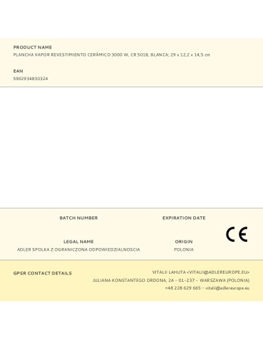 Plancha de vapor cr 5018, revestimiento...