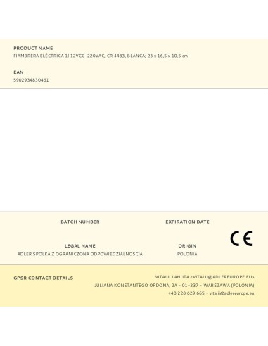 Fiambrera eléctrica cr 4483 1 l