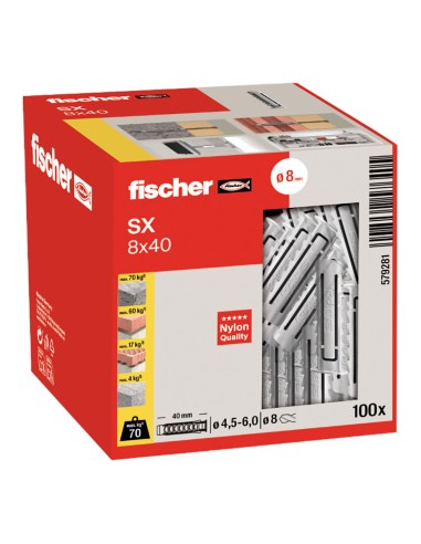 Taco sx ø8 x 40 mm, caja 100 uds