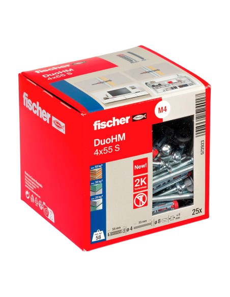 Tacos duo hm ø4 x 55 mm + tornillos ø8 x 55 mm , caja 25 uds