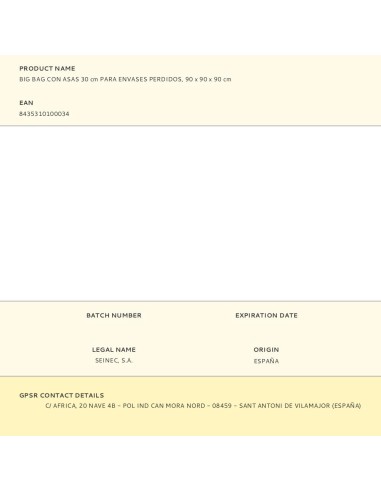 Big bag con asas 30 cm para envases perdidos,...