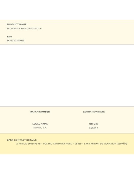 Saco de rafia blanco 50 x 80 cm