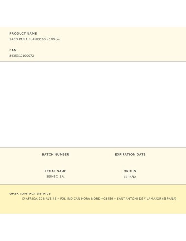 Saco de rafia blanco 60 x 100 cm